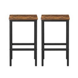 Ledrem Bar Stools Set Of 2, Industrial Kitchen Breakfast Chairs With Footrest, 40 X 30 X 65 Cm, Rustic Brown And Black - thumbnail 3