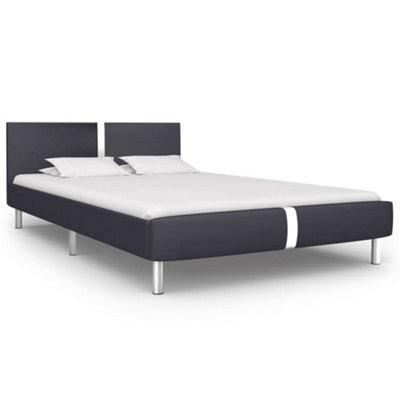 Berkfield Bed Frame Black Faux Leather 135X190 Cm 4Ft6 Double - image 1