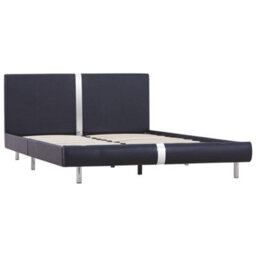 Berkfield Bed Frame Black Faux Leather 135X190 Cm 4Ft6 Double - thumbnail 2