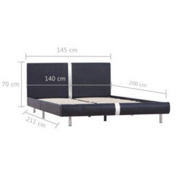 Berkfield Bed Frame Black Faux Leather 135X190 Cm 4Ft6 Double - thumbnail 6