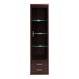 Wyld Haus Sonderborg Dark Mahogany Tall Cabinet With 1 Glass Door And 2 Drawers, Narrow - thumbnail 3