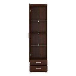 Wyld Haus Sonderborg Dark Mahogany Tall Cabinet With 1 Glass Door And 2 Drawers, Narrow - thumbnail 6