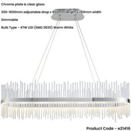 Loops Hanging Ceiling Pendant Light - Chrome Plate & Clear Glass - 47W Led (Smd 2835) Warm White - thumbnail 2