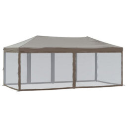 Walplus Folding Party Tent Garden Gazebo Canopy With Sidewalls Taupe 3X6 M - thumbnail 5