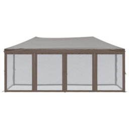 Walplus Folding Party Tent Garden Gazebo Canopy With Sidewalls Taupe 3X6 M - thumbnail 3
