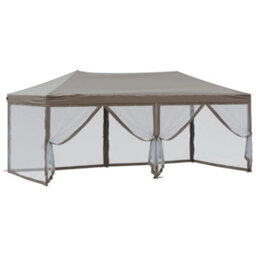 Walplus Folding Party Tent Garden Gazebo Canopy With Sidewalls Taupe 3X6 M - thumbnail 6