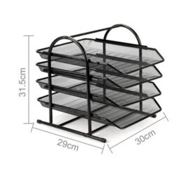 4 Tier Office Filing Trays Holder A4 Document Letter Paper Wire Mesh Storage - thumbnail 2