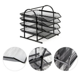 4 Tier Office Filing Trays Holder A4 Document Letter Paper Wire Mesh Storage - thumbnail 4