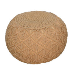 Artisan Furniture Solid Wood Ansley Beige Pouffe - thumbnail 3