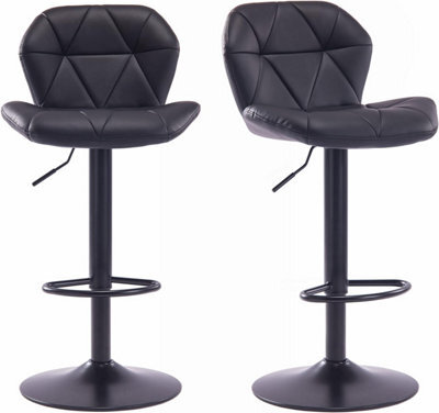 Hnnhome Set Of 2 Black Modern Luna Padded Swivel Height Adjustable Faux Leather Breakfast Kitchen Barstools - image 1