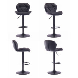 Hnnhome Set Of 2 Black Modern Luna Padded Swivel Height Adjustable Faux Leather Breakfast Kitchen Barstools - thumbnail 3