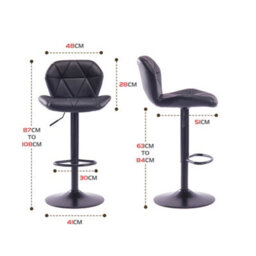 Hnnhome Set Of 2 Black Modern Luna Padded Swivel Height Adjustable Faux Leather Breakfast Kitchen Barstools - thumbnail 2