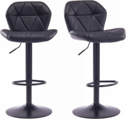 Hnnhome Set Of 2 Black Modern Luna Padded Swivel Height Adjustable Faux Leather Breakfast Kitchen Barstools - thumbnail 1
