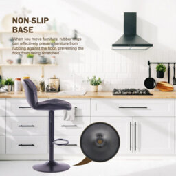 Hnnhome Set Of 2 Black Modern Luna Padded Swivel Height Adjustable Faux Leather Breakfast Kitchen Barstools - thumbnail 5
