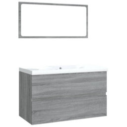 Berkfield Bathroom Furniture Set Grey Sonoma Engineered Wood - thumbnail 2
