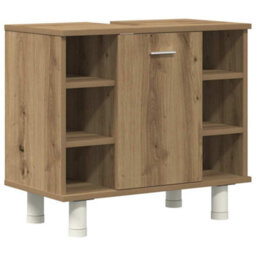 Berkfield Durable 3 Piece Bathroom Furniture Set Artisan Oak Engineered Wood - thumbnail 6