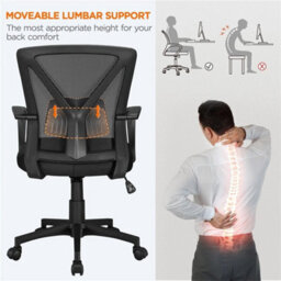 Black Swivel Office Chair Adjustable Arms - thumbnail 4