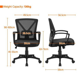 Black Swivel Office Chair Adjustable Arms - thumbnail 2