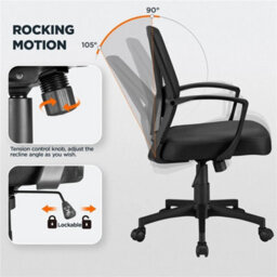 Black Swivel Office Chair Adjustable Arms - thumbnail 3