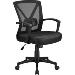 Black Swivel Office Chair Adjustable Arms - thumbnail 1