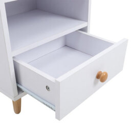 Living And Home White Wooden Bedside Table Nightstand With 1 Drawer And Storage Shelf - thumbnail 5