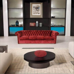 Chesterfield 4 Seater Sofa Settee Elegance Ruby Red Velvet Fabric In Classic Style - thumbnail 5
