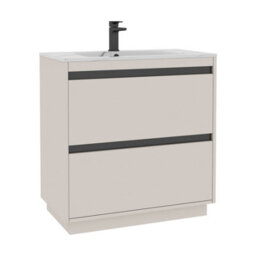 Royal Bathrooms Orion 800mm Warm Taupe 2 Drawer Floor Standing Bathroom Vanity Unit With Carrara White Basin & Black Accent Trim - thumbnail 7