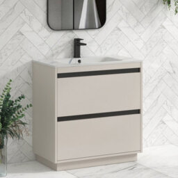 Royal Bathrooms Orion 800mm Warm Taupe 2 Drawer Floor Standing Bathroom Vanity Unit With Carrara White Basin & Black Accent Trim - thumbnail 6