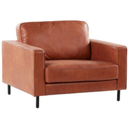 Beliani Armchair Savalen Faux Leather Golden Brown