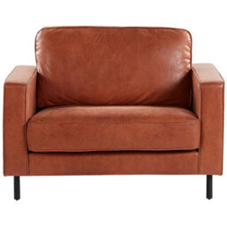 Beliani Armchair Savalen Faux Leather Golden Brown - thumbnail 4