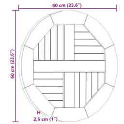 Walplus Table Top Solid Teak Wood Round 2.5 Cm 60 Cm - thumbnail 6