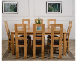 That's Furniture Oslo 180 X 90 Cm Large Oak Dining Table And 8 Chairs Dining Set With Yale Chairs - thumbnail 2