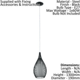 Elegant Black Pendant Ceiling Light With Satin Glass Shade - thumbnail 2
