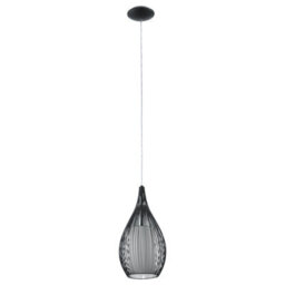 Elegant Black Pendant Ceiling Light With Satin Glass Shade - thumbnail 1