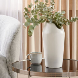 Wyld And Coco Glam Design Decorative Table Vase White Matt Stoneware 33Cm - thumbnail 2