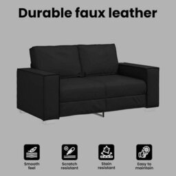Vidaxl Sofa Chair Black 160 X 78 X 84 Cm Artificial Leather - thumbnail 7