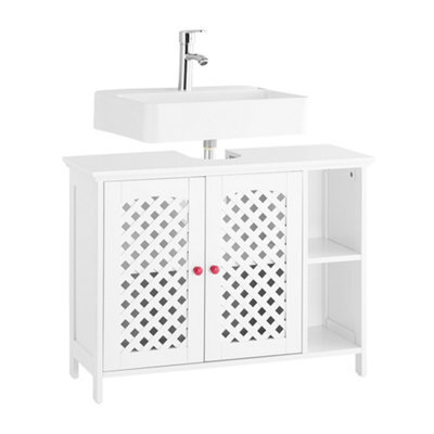 Sobuy Bzr210-W, Under Sink Bathroom Cabinet With 2 Doors & Open Shelf Bathroom Sink Storage Cabinet,white - image 1