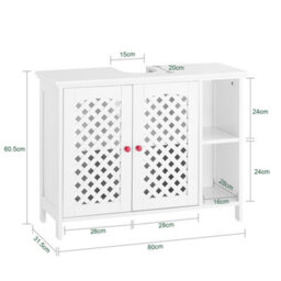 Sobuy Bzr210-W, Under Sink Bathroom Cabinet With 2 Doors & Open Shelf Bathroom Sink Storage Cabinet,white - thumbnail 3