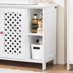 Sobuy Bzr210-W, Under Sink Bathroom Cabinet With 2 Doors & Open Shelf Bathroom Sink Storage Cabinet,white - thumbnail 6