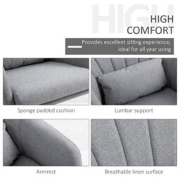 Homcom Retro Linen Swivel Tub Chair With Steel Frame Cushion Seat Light Grey - thumbnail 8