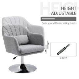Homcom Retro Linen Swivel Tub Chair With Steel Frame Cushion Seat Light Grey - thumbnail 4