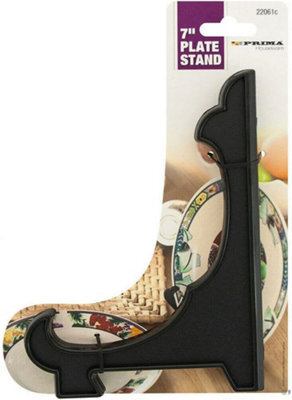 Set Of 2 Plastic Plate Stand Black Decorative Holder Picture Frame Photo Bowl 18Cm