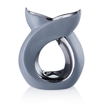 Grey Cross Over Ceramic Burner. Gift Boxed - Grey. (H) 17 Cm