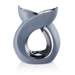 Grey Cross Over Ceramic Burner. Gift Boxed - Grey. (H) 17 Cm