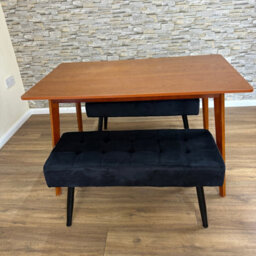 Doubs Dining Table Set With 2 Black Velvet Benches, Walnut Effect Table 3-Piece Set - thumbnail 4
