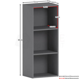 Lassic Vida Designs Oxford Grey 3 Tier Cube Bookcase Freestanding Shelving Unit (H)800mm (W)320mm (D)240mm - thumbnail 2