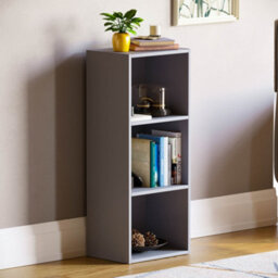 Lassic Vida Designs Oxford Grey 3 Tier Cube Bookcase Freestanding Shelving Unit (H)800mm (W)320mm (D)240mm