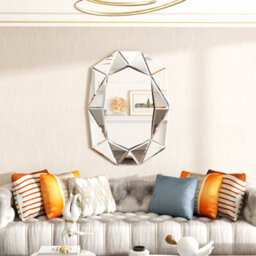 Artloge Silver Glass Wall Mirror Decorative Artistic Look Accent Mirrors 100 X 72Cm - thumbnail 9
