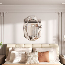 Artloge Silver Glass Wall Mirror Decorative Artistic Look Accent Mirrors 100 X 72Cm - thumbnail 8