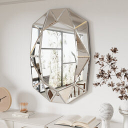 Artloge Silver Glass Wall Mirror Decorative Artistic Look Accent Mirrors 100 X 72Cm